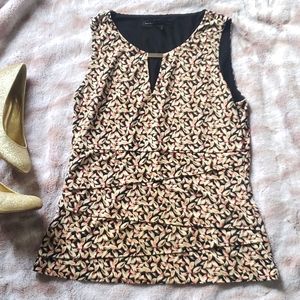 White House Black Market Floral Leaf Sleeveless Blouse Top